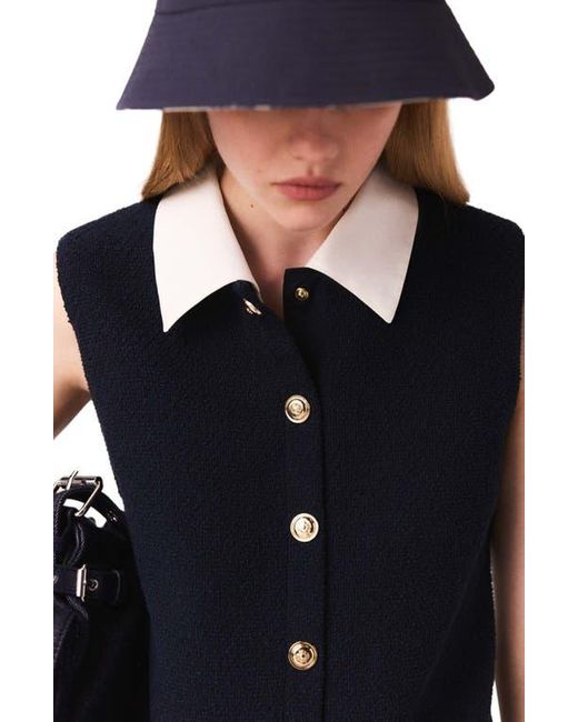 Maje Black Mini Tweed Dress With Removable Collar