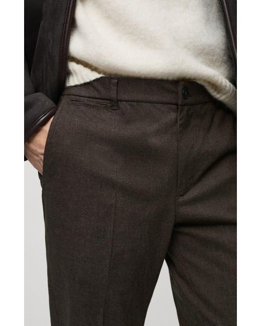 Mango Black Regular Fit Flat Front Textured Stretch Cotton Pants for men