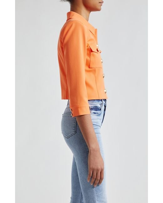 L'Agence Blue Kumi Fitted Crop Jacket