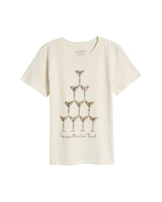 GOLDEN HOUR White Espresso Martini Time Cotton Graphic T-shirt