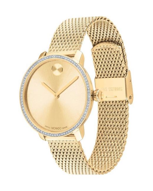 Movado Metallic Bold Museum Dot Mesh Strap Watch, 34Mm