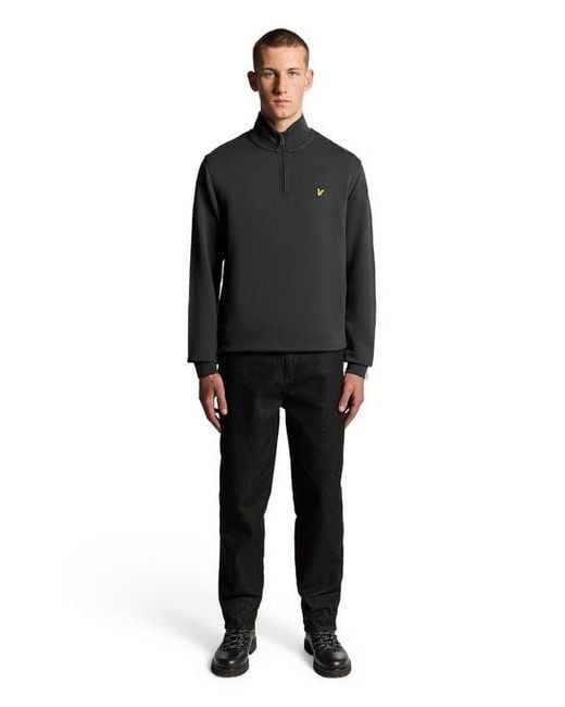 Lyle & Scott Black Loopback Quarter Zip Sweat for men
