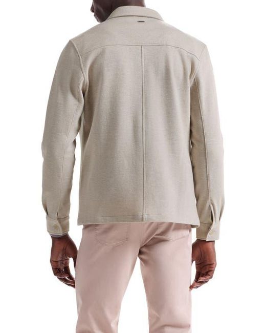 Bugatchi Gray Slub Knit Wool & Cotton Button-Up Shirt Jacket for men