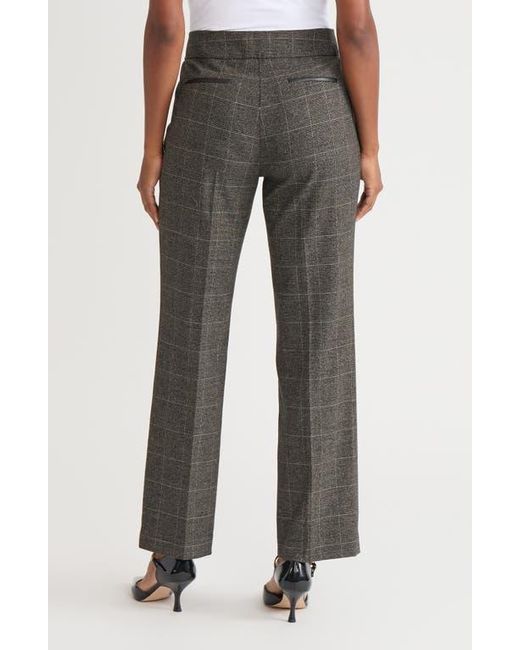 Kasper Gray Faux Leather Trim Straight Leg Pants