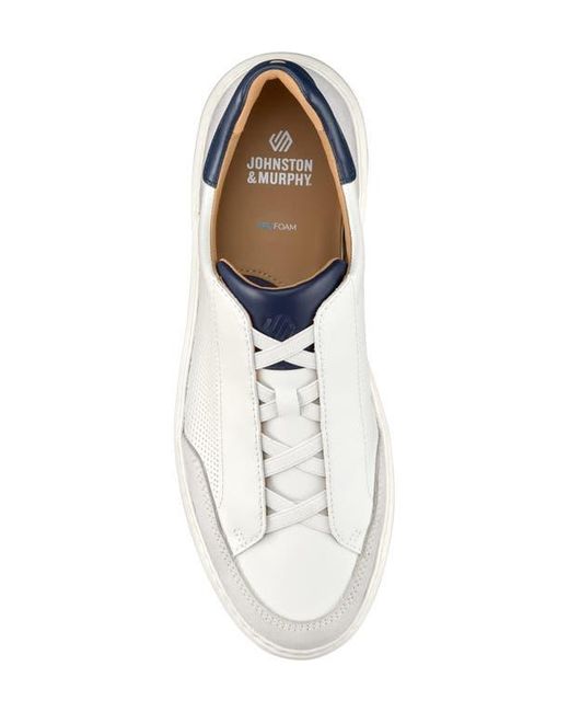 Johnston & Murphy White Anders Perforated Leather Sneaker for men