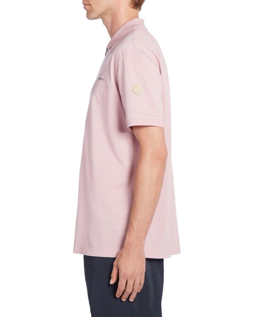 Moncler Pink Logo Zip Polo for men