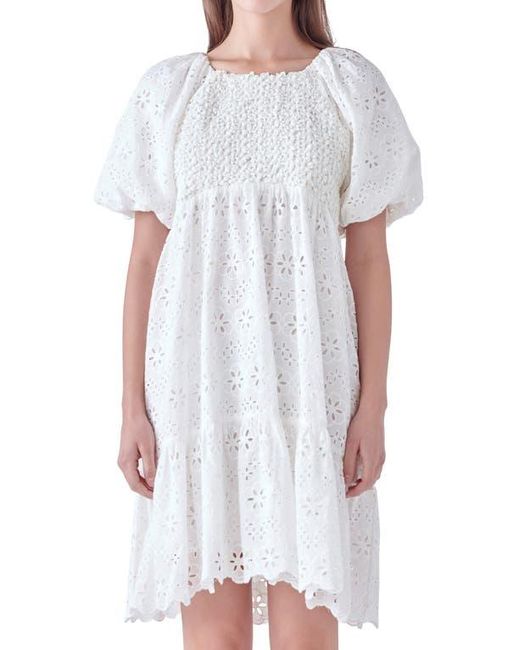 English Factory White Eyelet Knit Combo Dress