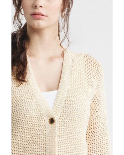 Caslon Natural Open Stitch Cotton Cardigan