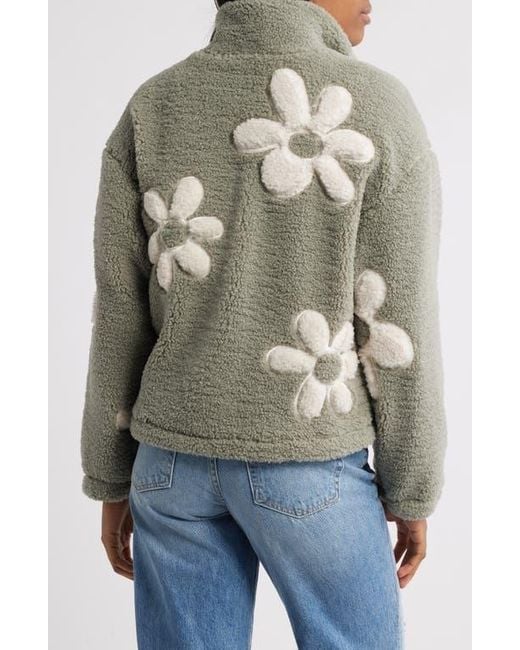Thread & Supply Gray High Pile Fleece Floral Jacket
