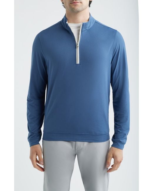 Scott Barber Blue Solid Performance Quarter Zip Pullover for men
