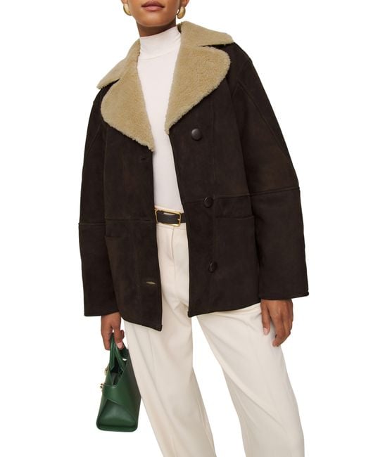 Reformation Black Veda Luca Shearling Jacket