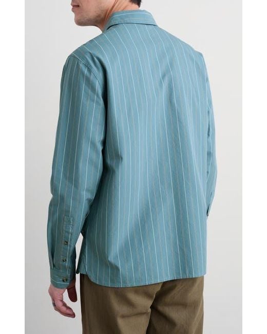 Seasalt Cornwall Blue Turnstone Stripe Organic Cotton Button-Up Shirt for men