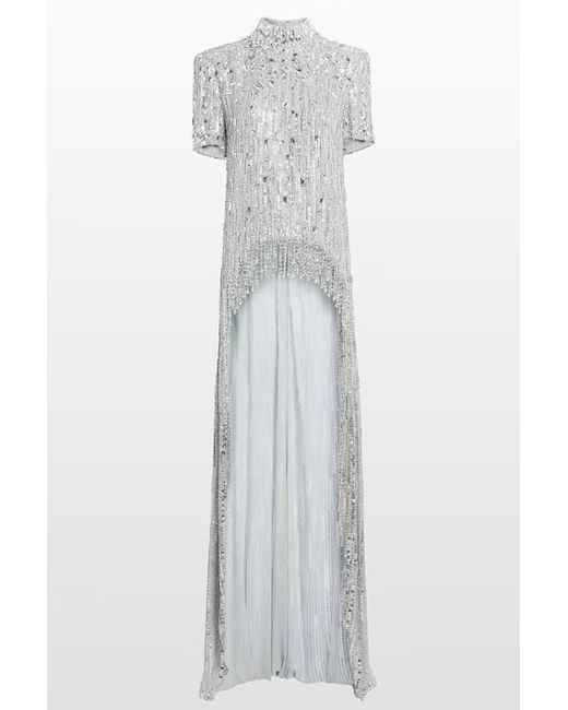 Jenny Packham White Zea Sequin-Embellished Top