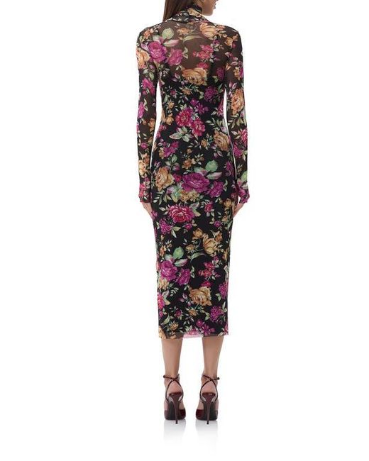 AFRM Multicolor Shailene Turtleneck Long Sleeve Mesh Midi Dress