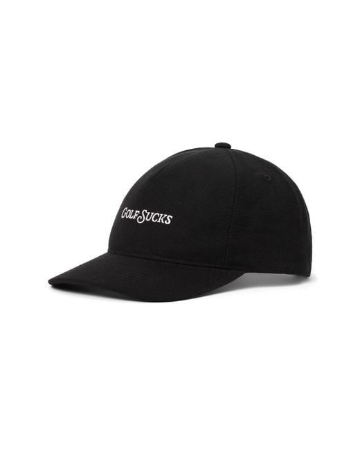 Travis Mathew Black Golf Sucks Six-Panel Snapback Cap for men