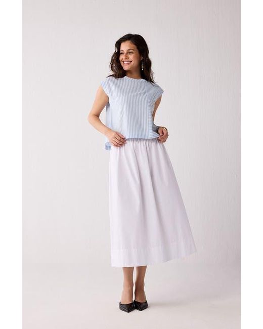 REISTOR Multicolor Button-Back Crew Neck Top