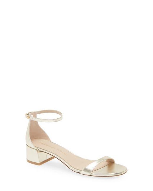 Stuart Weitzman White Nudist Block Heel Sandal