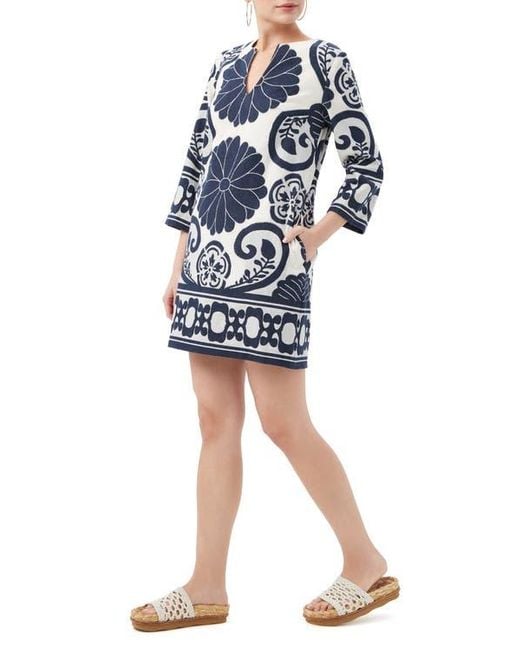 Trina Turk Women's Blue Amy Border Print Shift Dress