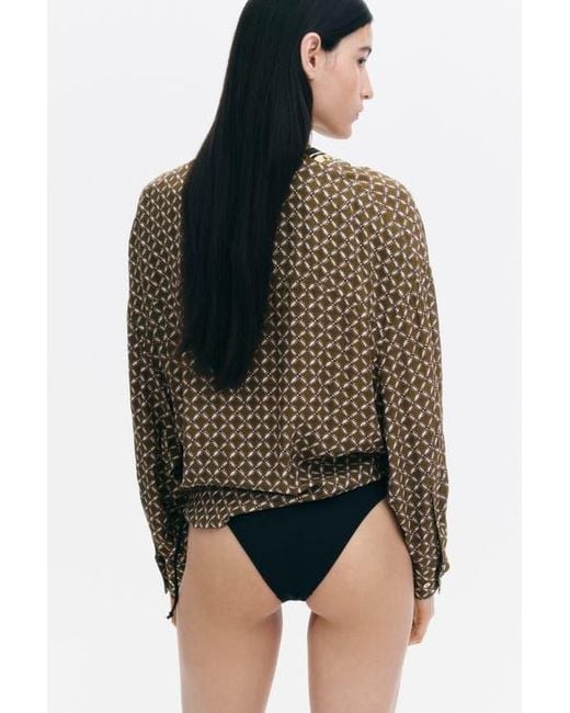 H&M Brown Viscose Wrap Blouse