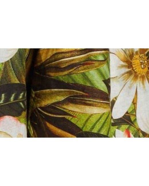 Farm Rio Green Botanical Forest Linen Blend Maxi Skirt