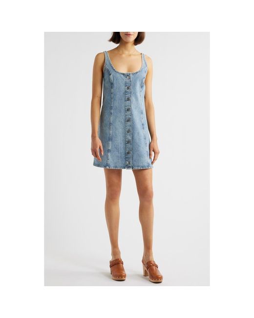 FRAME Women's Blue The Studded A-Line Denim Minidress - www.disolcolor.com FRAME Women's Blue The Studded A-Line Denim Minidress - www.disolcolor.com