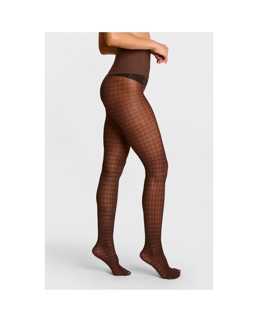 Commando Brown Houndstooth Sheer Tights