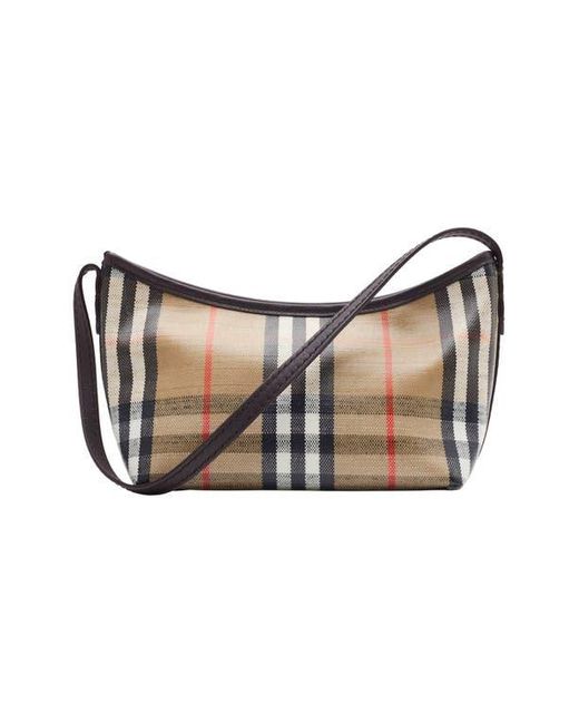 Burberry Natural Highlands Coated Canvas Baguette Shoulder Bag