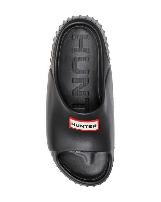 Hunter Black Faroe Platform Slide Sandal