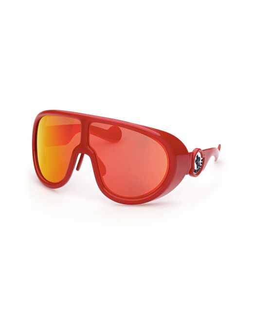 Moncler Red 73mm Oversize Shield Sunglasses