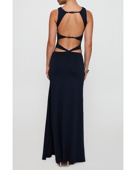 princess polly navy blue dress Badgley Mischka Bow Tie Strap Gown