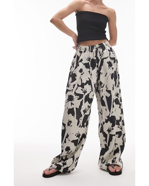 TOPSHOP Floral Mesh Seam Skinny Flare Trouser With Front Hem