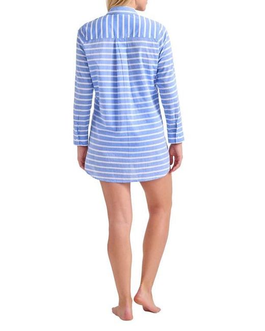 Tommy Bahama Blue Coastline Stripe Long Sleeve Cover-Up Boyfriend Shirt