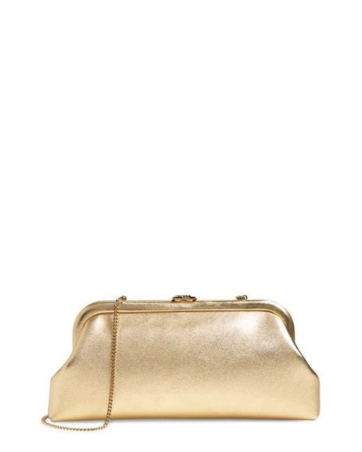 Jimmy Choo Natural Skylar Metallic Leather Clutch