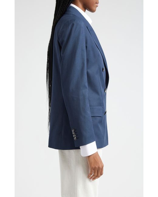 Herno Blue Light Stretch Linen Blend Double Breasted Blazer
