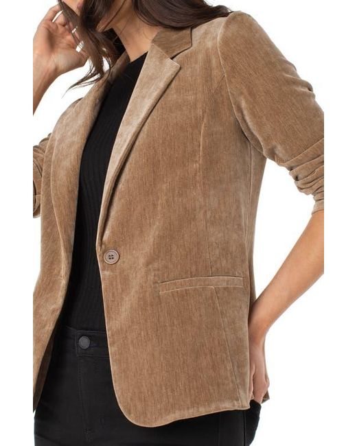 Liverpool Los Angeles Brown Fitted Velvet Blazer