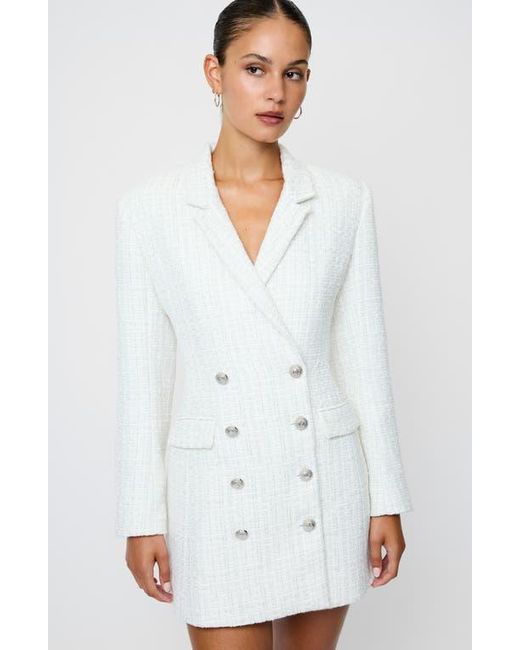 French Connection White Scattered Tinsel Long Sleeve Double Breasted Minidress