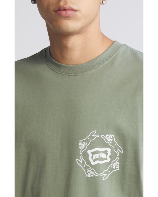 ICECREAM Green Dogs Cotton Graphic T-shirt for men