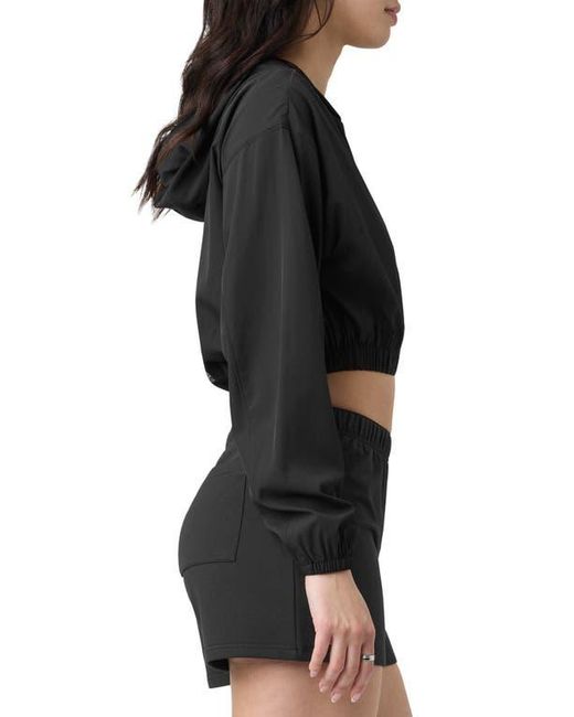 Florence By Mills Black Front Zip Hooded Crop Track Jacket