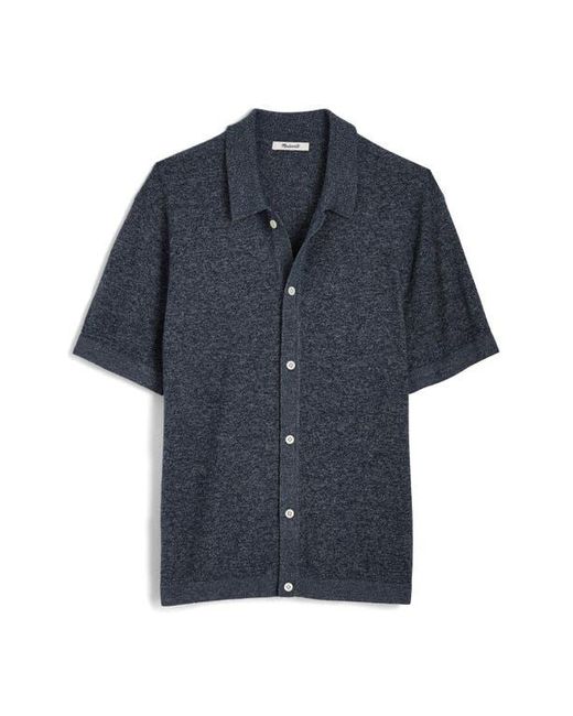 Madewell Blue Marled Cotton Button-Up Sweater Polo for men