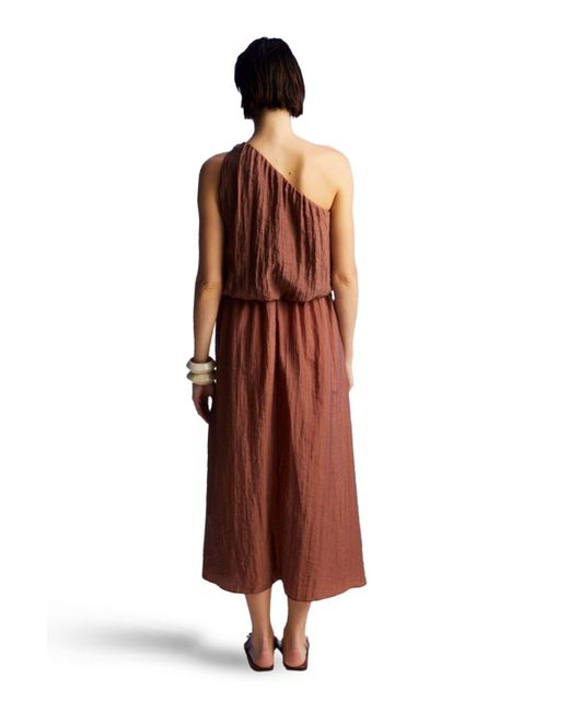Nocturne Brown One Shoulder Dress With Accessory Detail