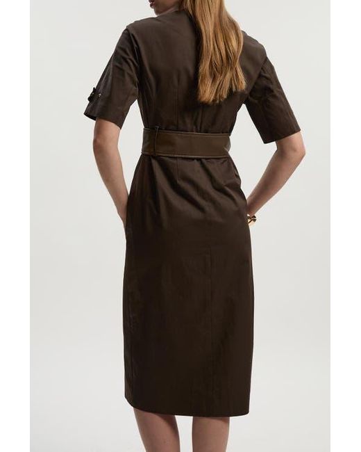 karen millen brown dress Karen Millen Brown Viscose Blend Rib Knit Polo Top Midaxi Dress UK S