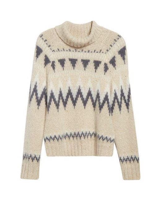 Eleventy Natural Fair Isle Alpaca & Mohair Blend Turtleneck Sweater