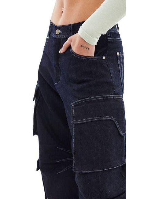 MOTHER OF ALL Blue Rae Denim Cargo Pants