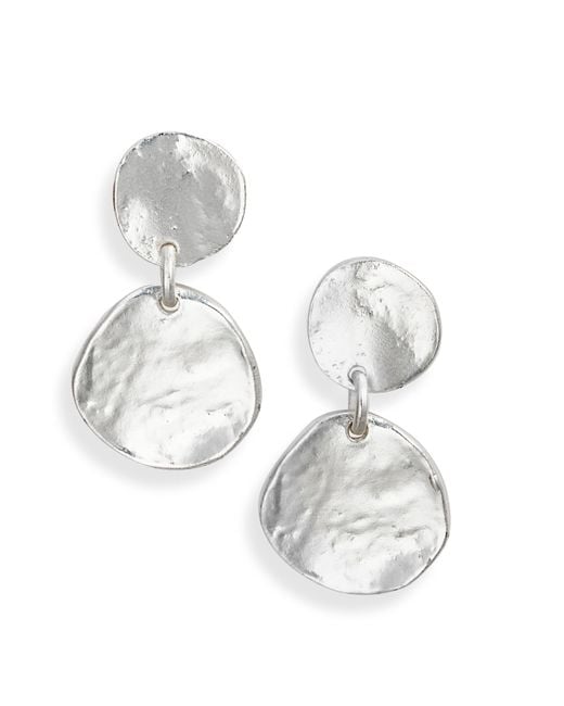 Karine Sultan White Medallion Disc Drop Earrings