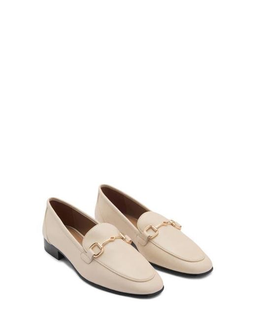 Mango Natural Buckle Leather Apron-Toe Flat