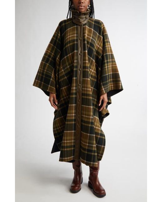 Chloe Check Double Face Wool Leather Long Cape Coat Lyst