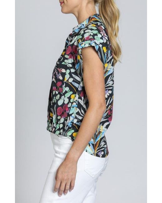 Apny Blue Print Wrap Front Cotton High-Low Top