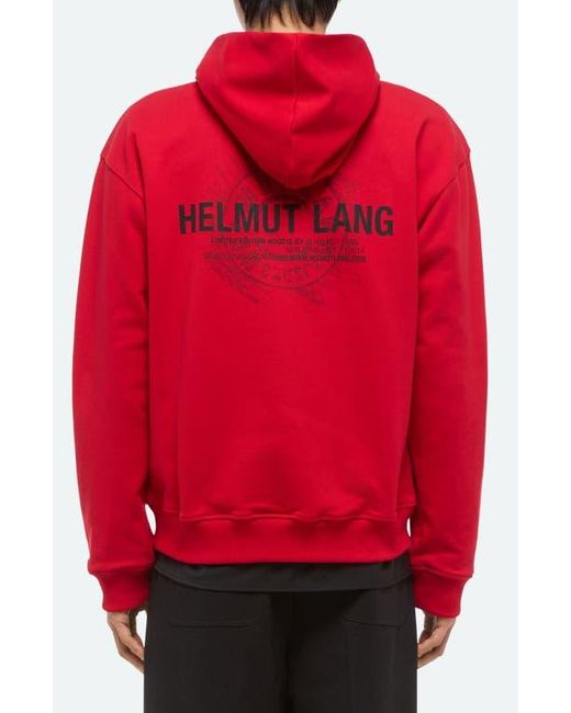 Helmut Lang Red Sketch Compact Cotton Graphic Hoodie for men