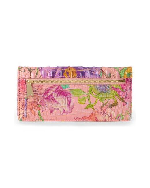 Brahmin Pink Ady Embossed Leather Continental Wallet