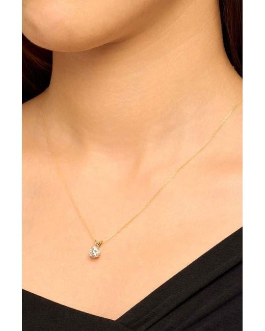 Oradina White 14K Solid Luminous 1 Carat Lab Diamond Classic Solitaire Necklace